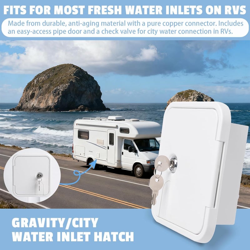 Spoliaccio Premium rv Water Inlet Replacement with Gravity Flow,Quick-Connect-Durable Anti-Aging Material, Pure Brass Connector, and Easy-Access Pipe Door-City Water Connection for rv (White) - Image 5